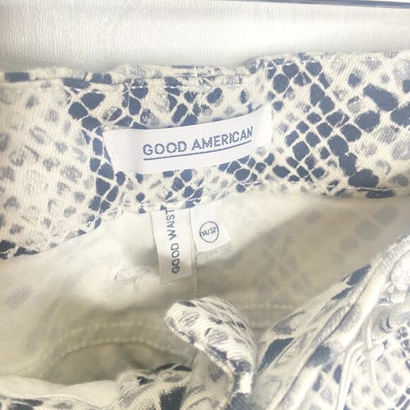 Good American Black White Gray Good Waist Snakeskin Print Size 14/32 - Picture 4 of 7